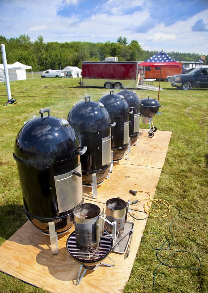 a row of vertical smokers