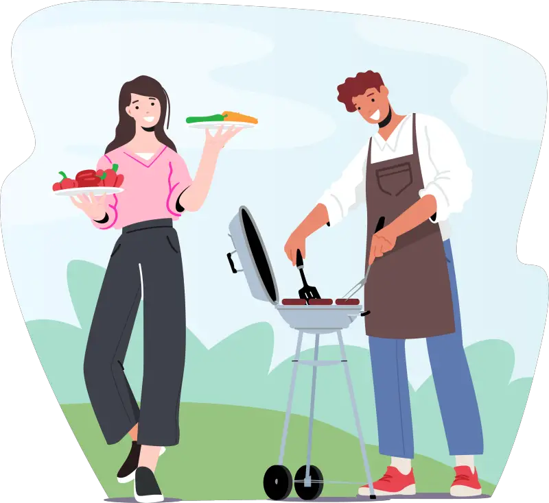 couple grilling illustration - about us